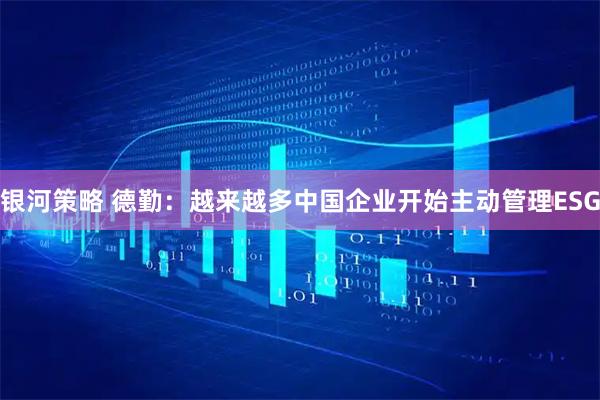银河策略 德勤：越来越多中国企业开始主动管理ESG